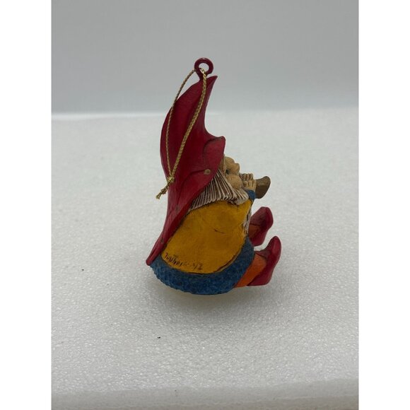 Vintage Steve Tunturi Hand Carved Gnome Musical Christmas Ornament - Picture 2 of 6